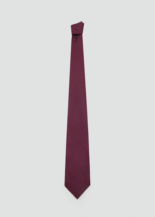 Plain silk tie — Burgundy