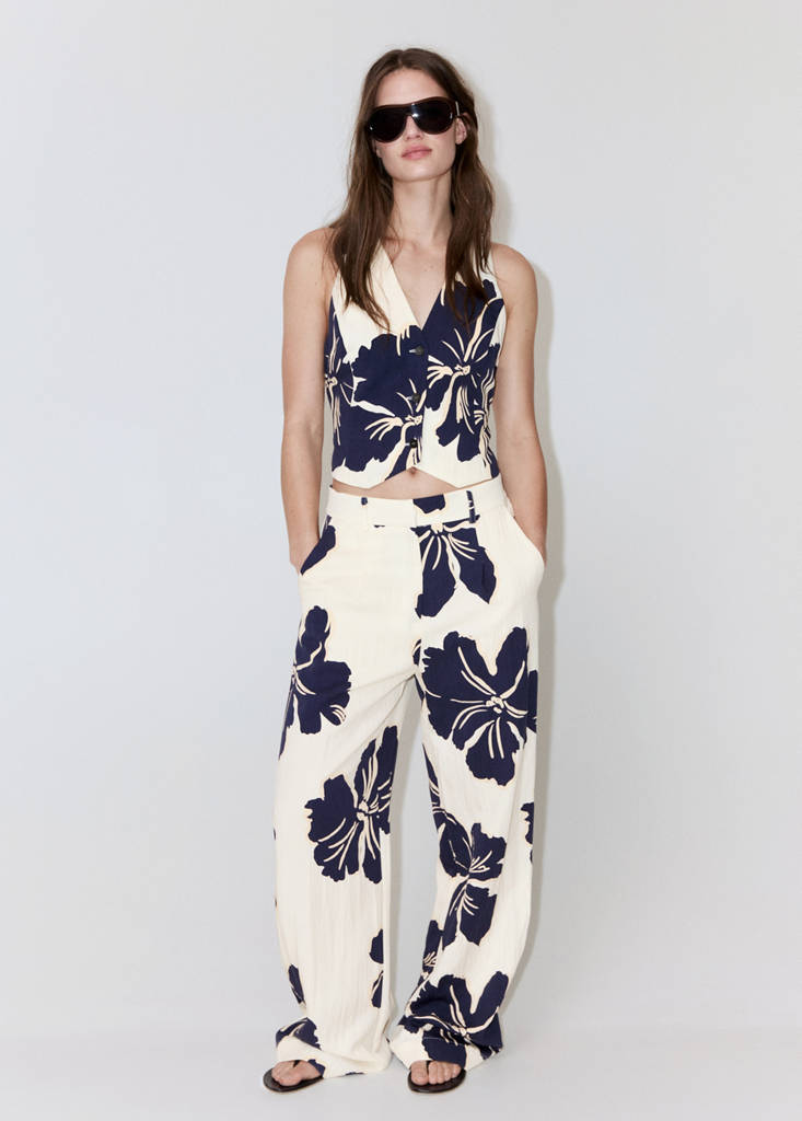 Floral print lyocell gilet — Off White