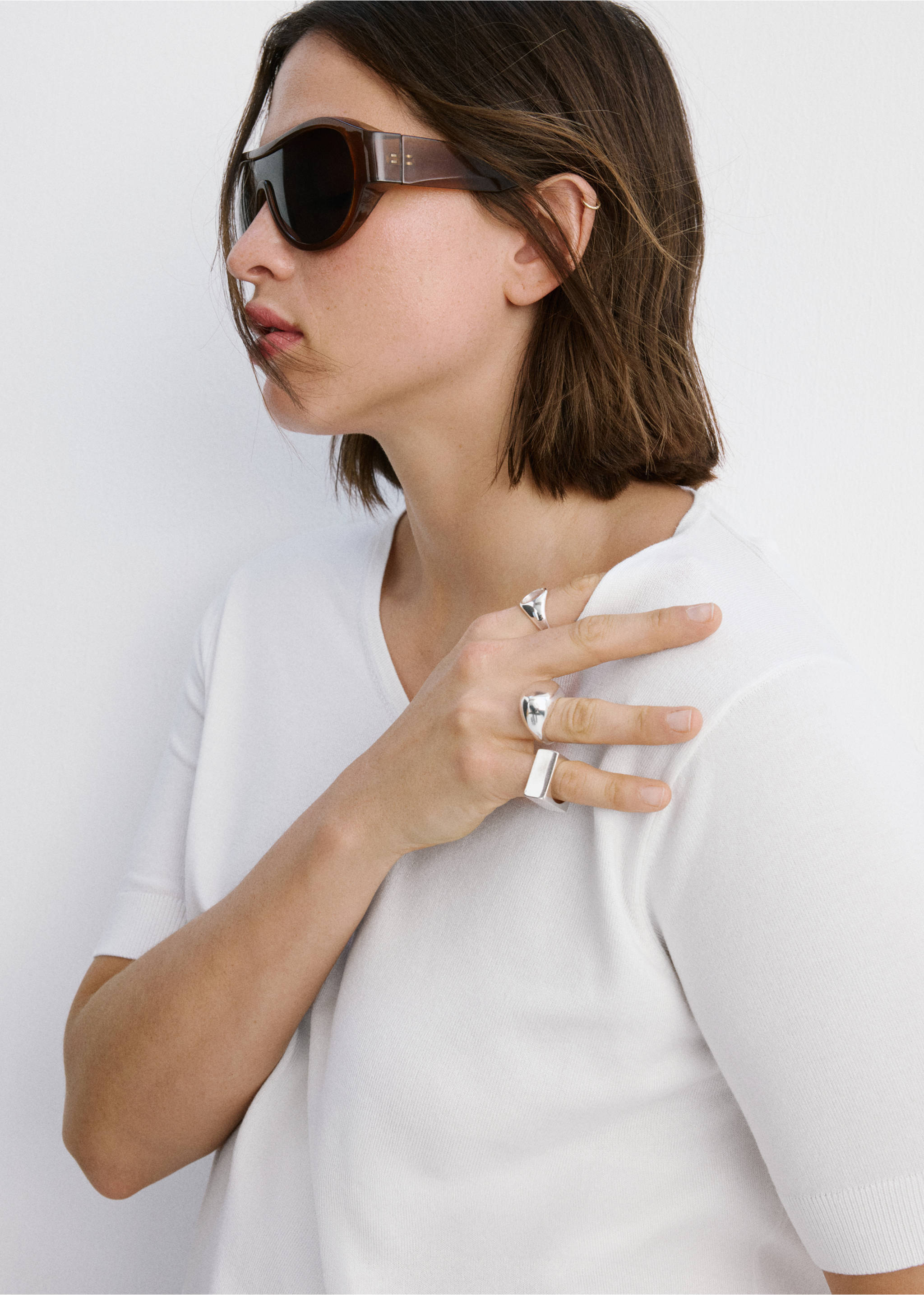 Sweater escudell - Details of the article 4, White. Ref: 37051361-00.