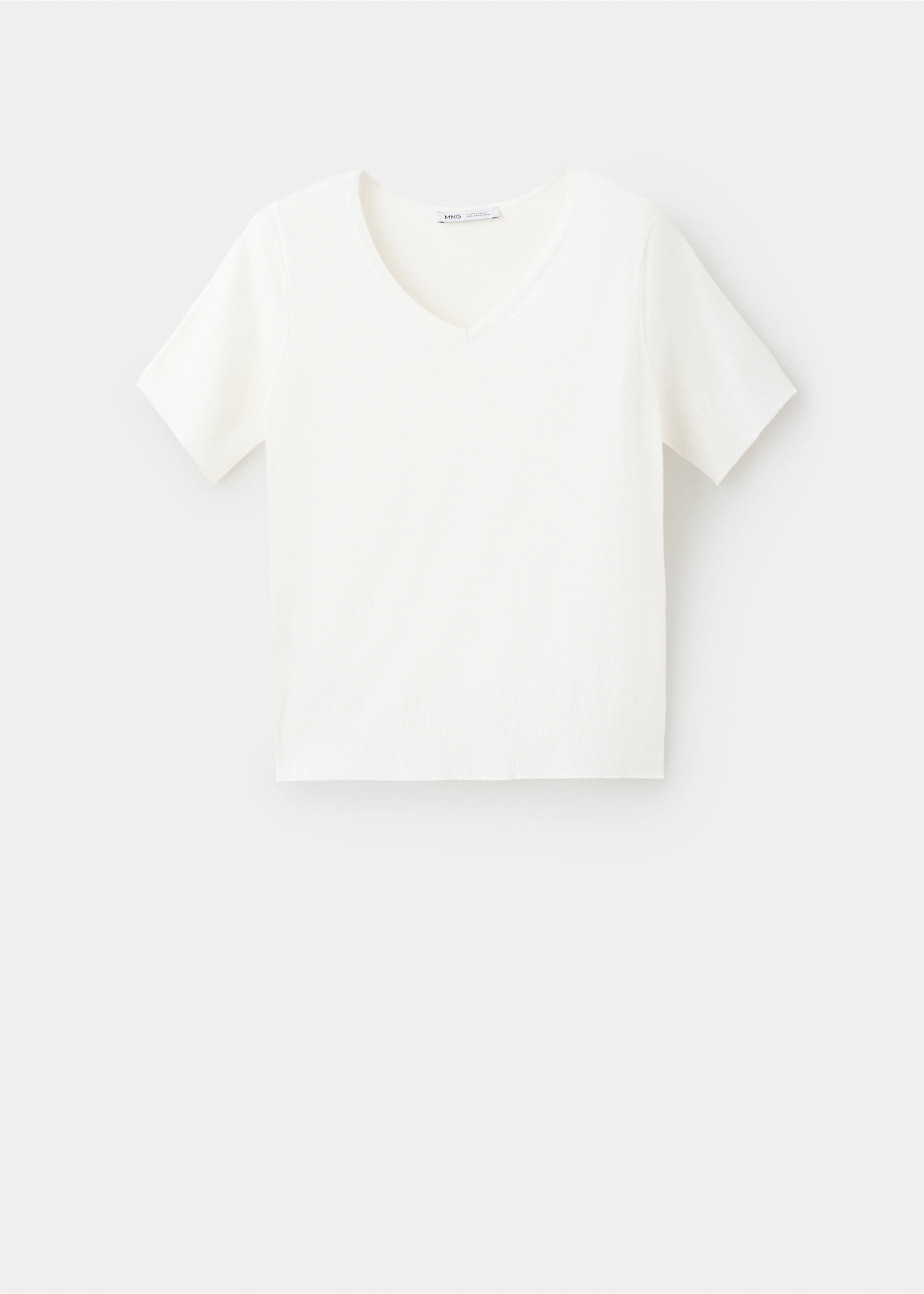 V-neck knit sweater - Article without model, White. Ref: 37051361-00.