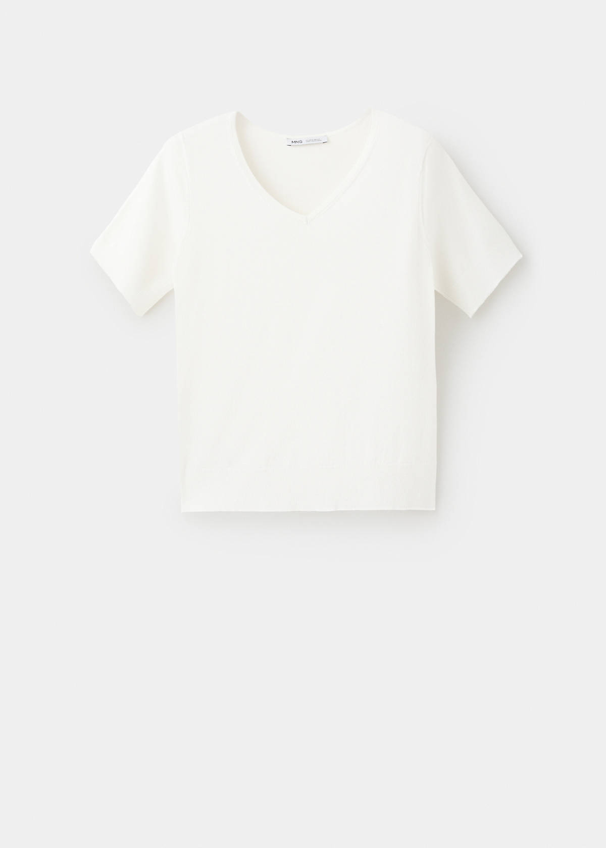 V-neck knit sweater — White