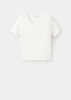 V-neck knit sweater — White 8