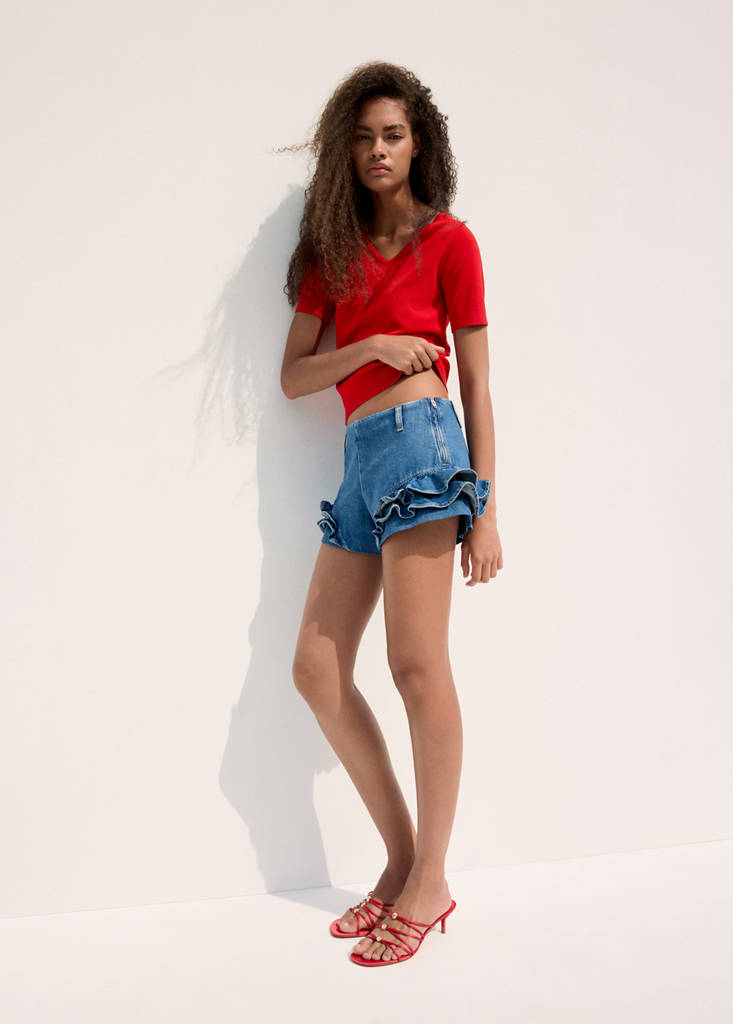 Mango V-neck Knit Sweater In Red