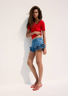 V-neck knit sweater — Red 2
