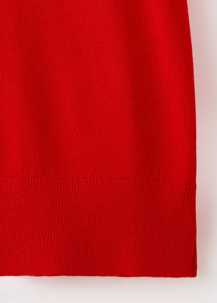 V-neck knit sweater — Red