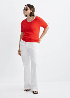 V-neck knit sweater — Red 5