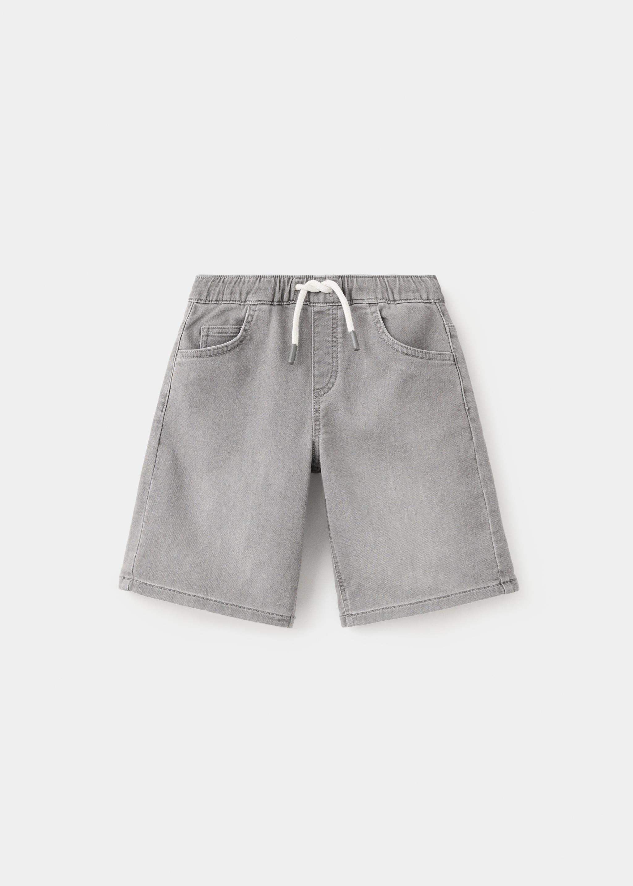 Elastic waist denim Bermuda shorts - Article without model