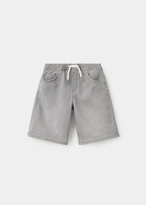 Elastic waist denim Bermuda shorts — Denim Grey