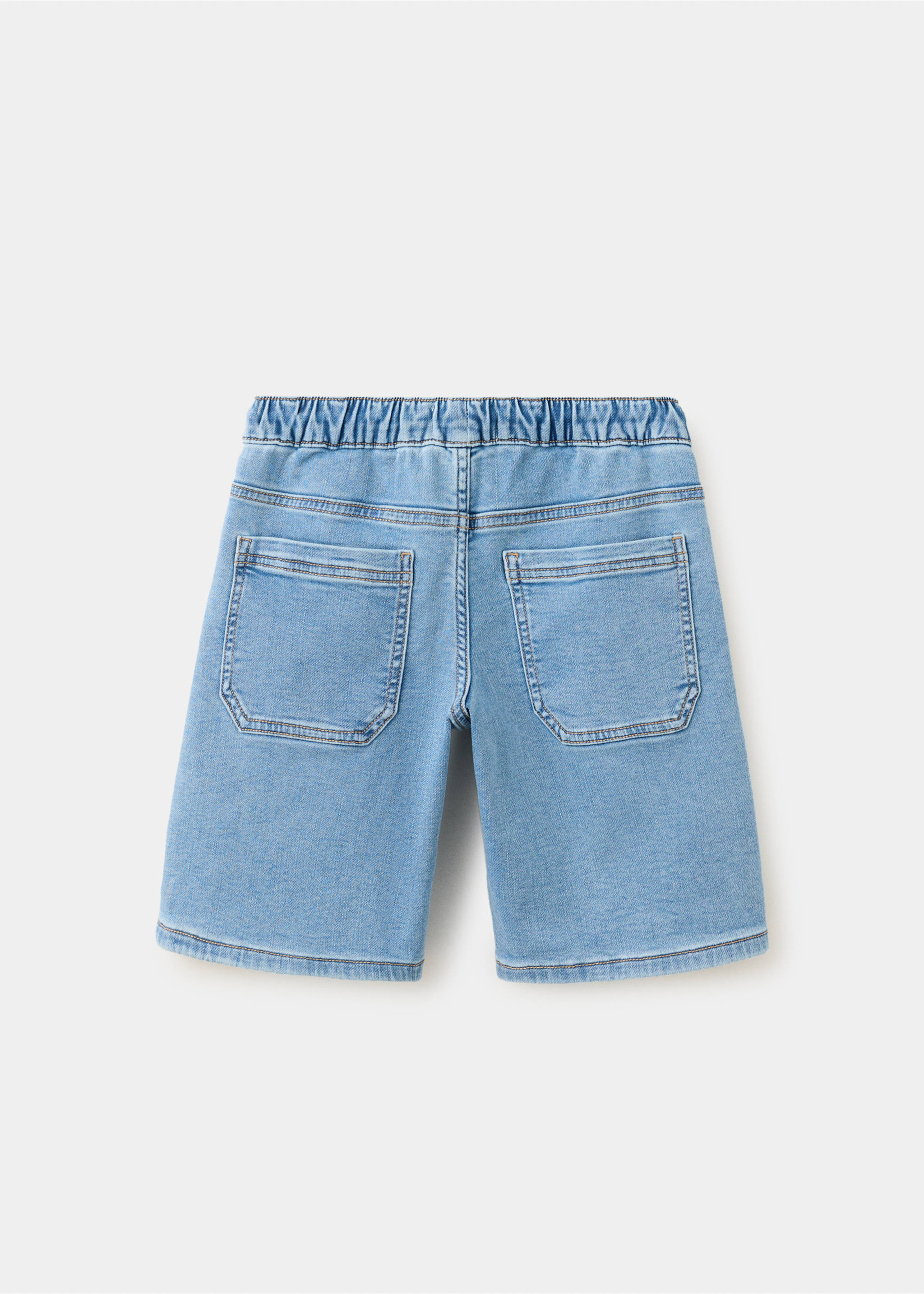 Bermudas vaqueras cintura elástica - Reverso del artículo, Azul medio. Ref: 37051364-00.