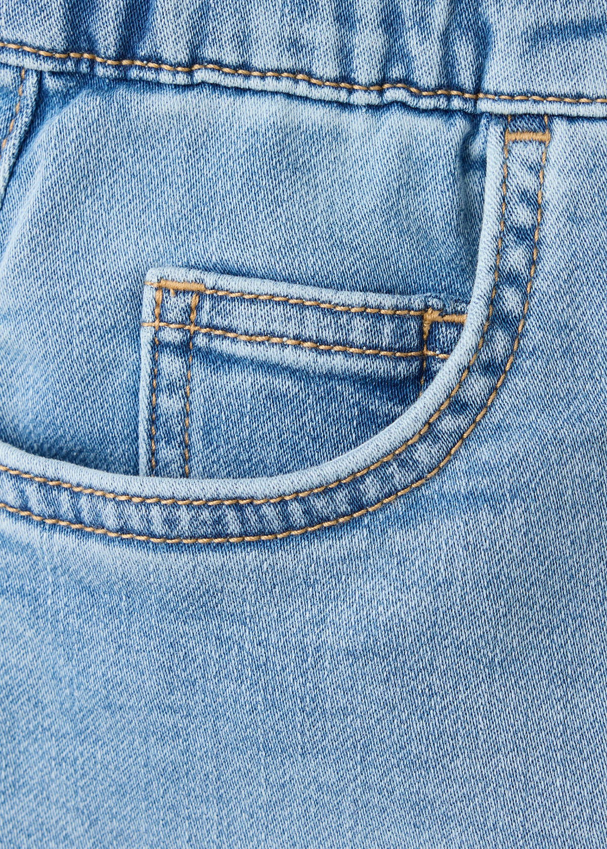 Elastic waist denim Bermuda shorts — Medium Blue