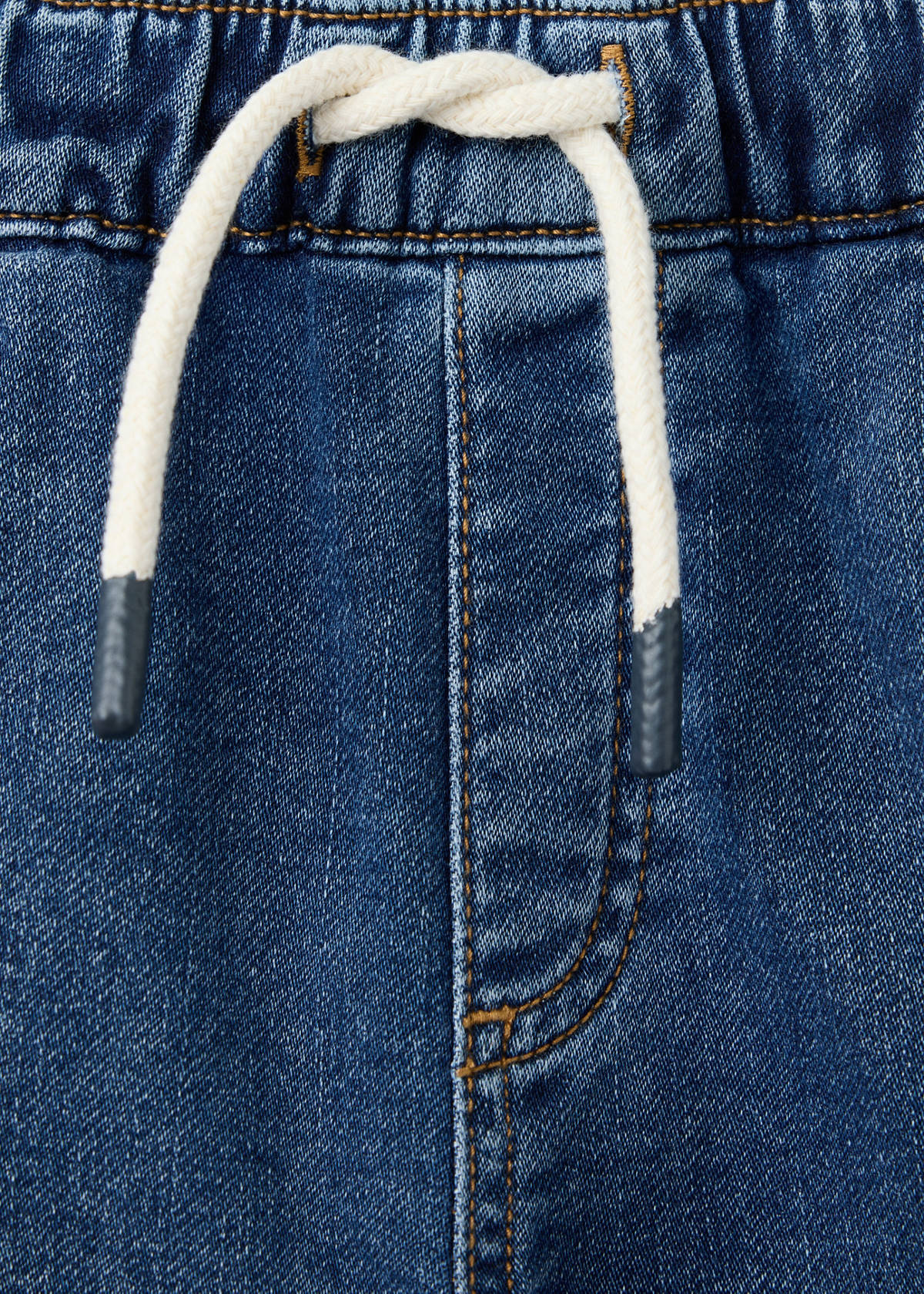 Elastic waist denim Bermuda shorts — Dark Blue