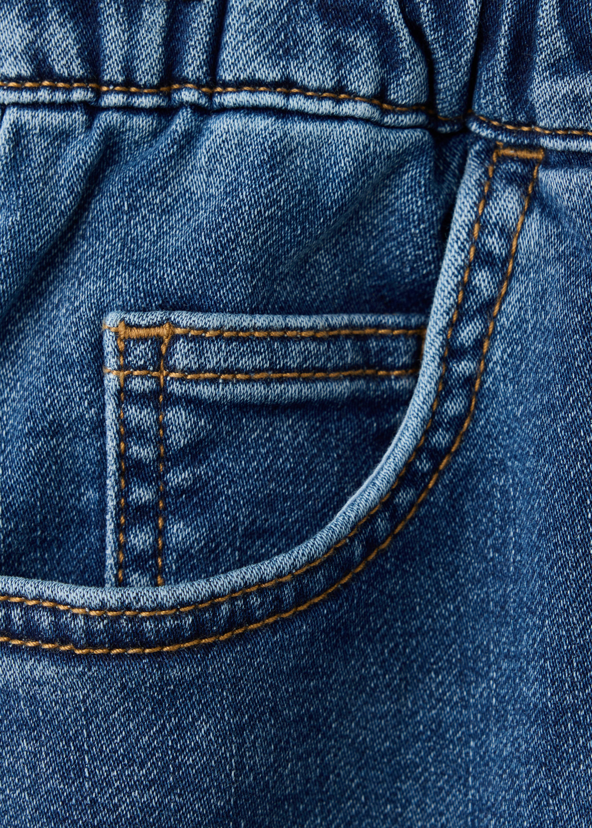 Elastic waist denim Bermuda shorts - Details of the article 0