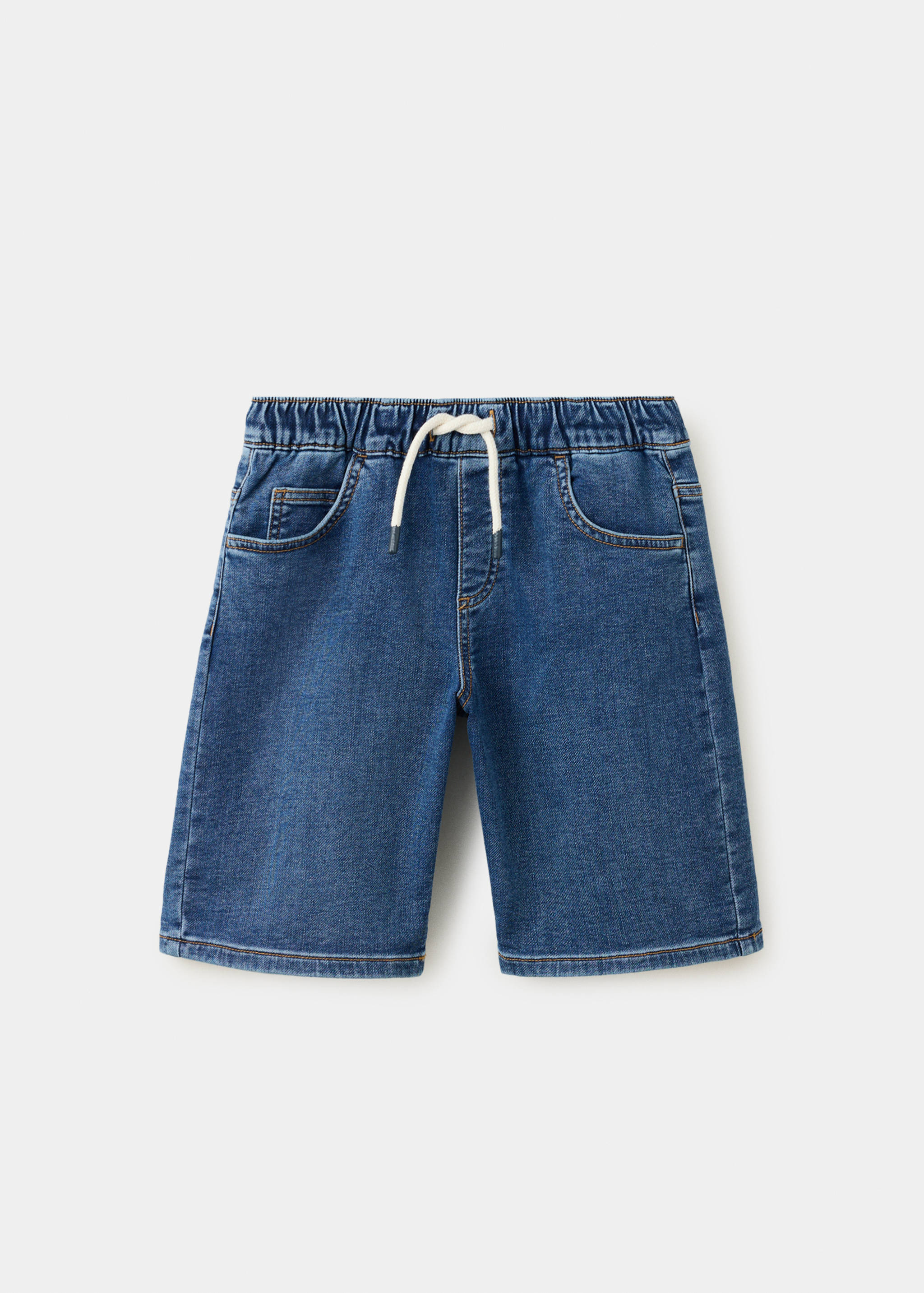 Elastic waist denim Bermuda shorts - Article without model