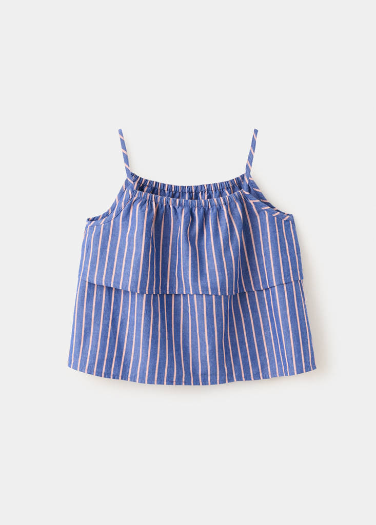 Striped cotton blouse — Blue