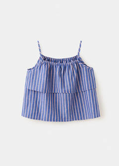 Striped cotton blouse — Blue 2