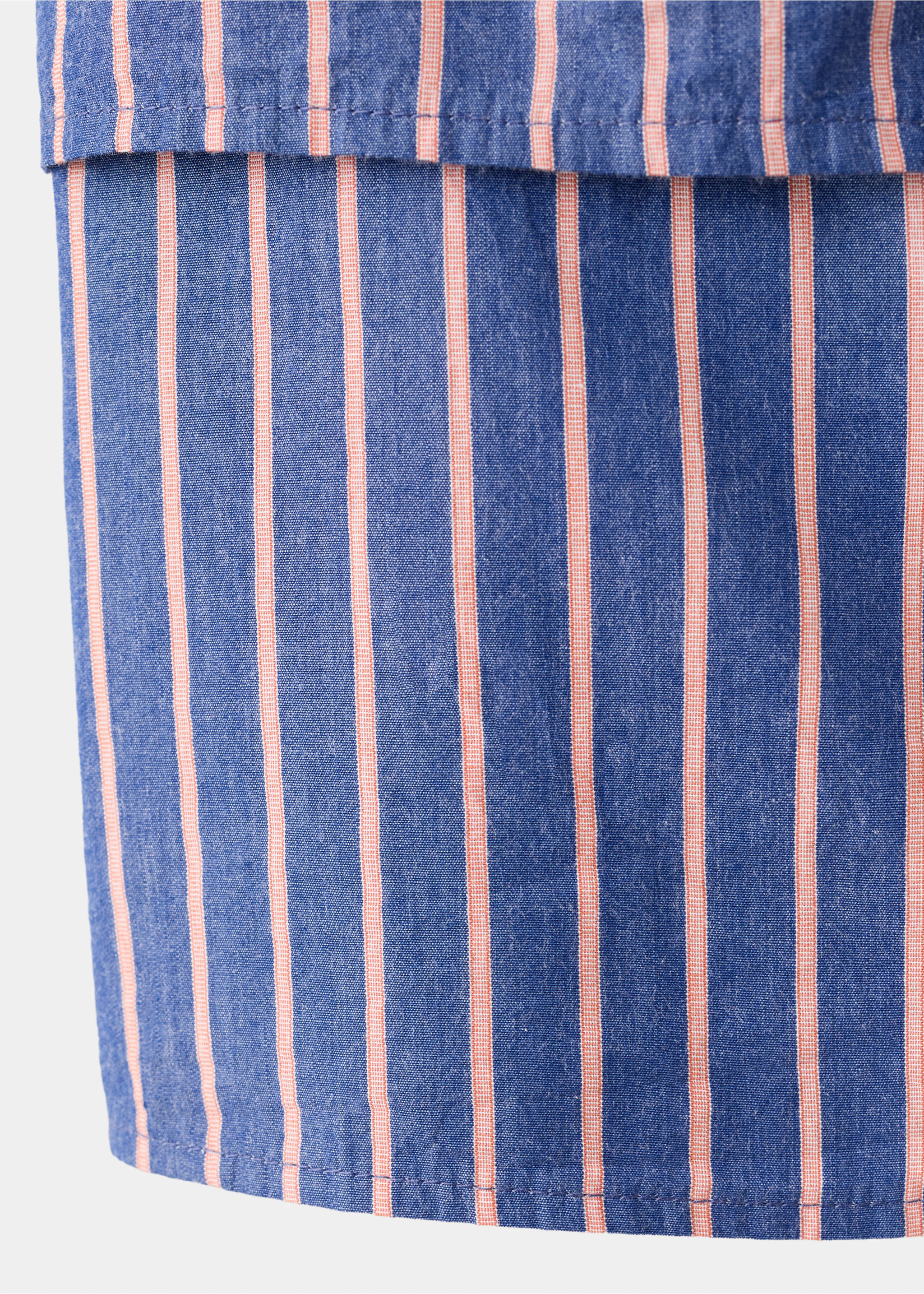 Striped cotton blouse - Details of the article 0, Blue. Ref: 37051365-00.