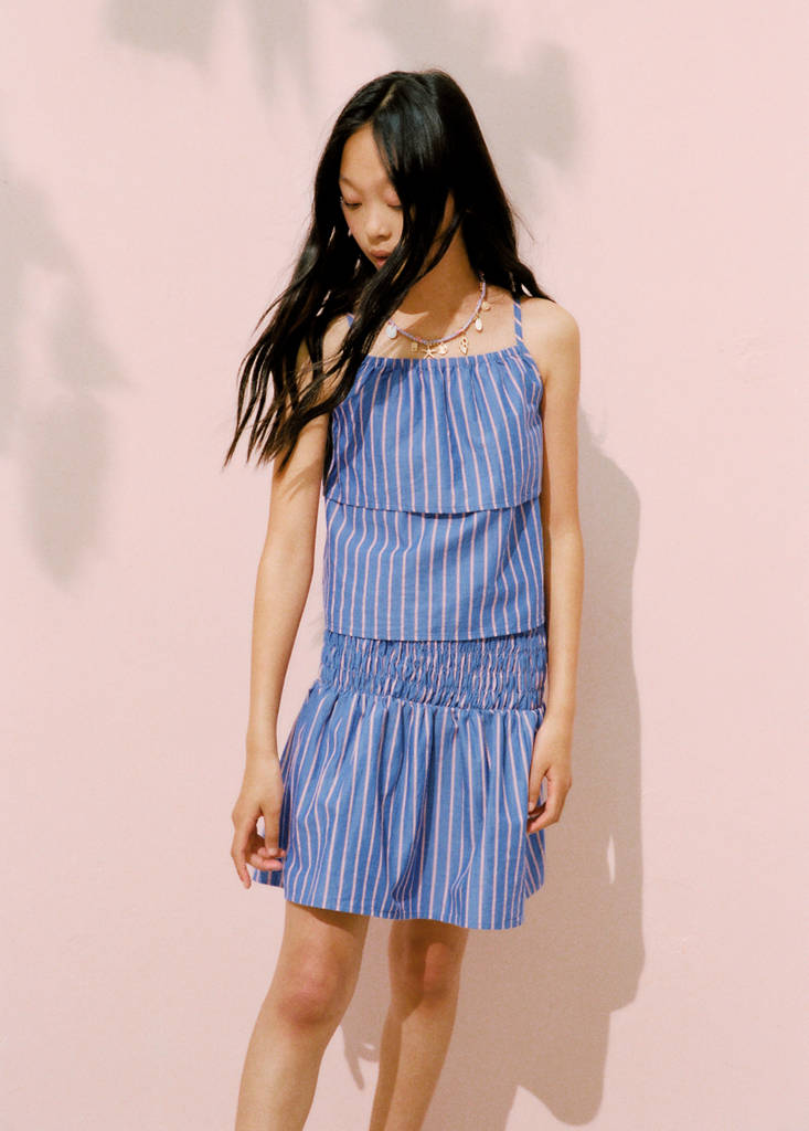 Striped cotton blouse — Blue
