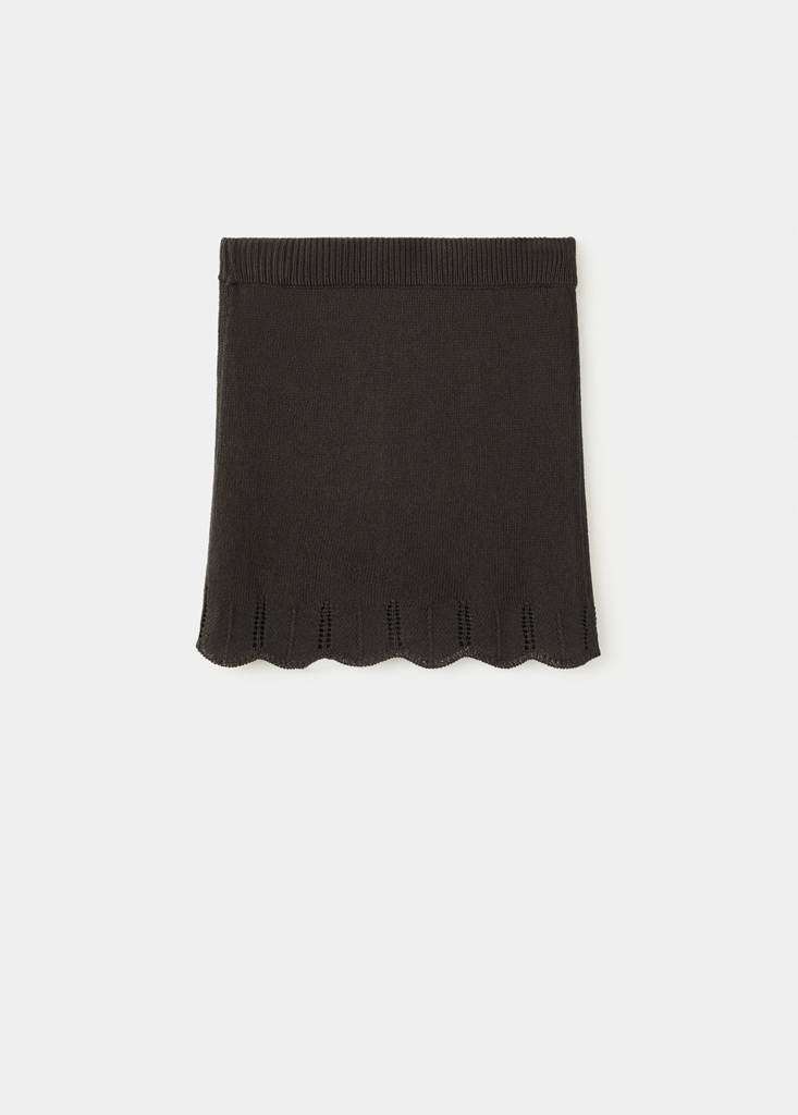 Scalloped hem crochet skirt — Chocolate
