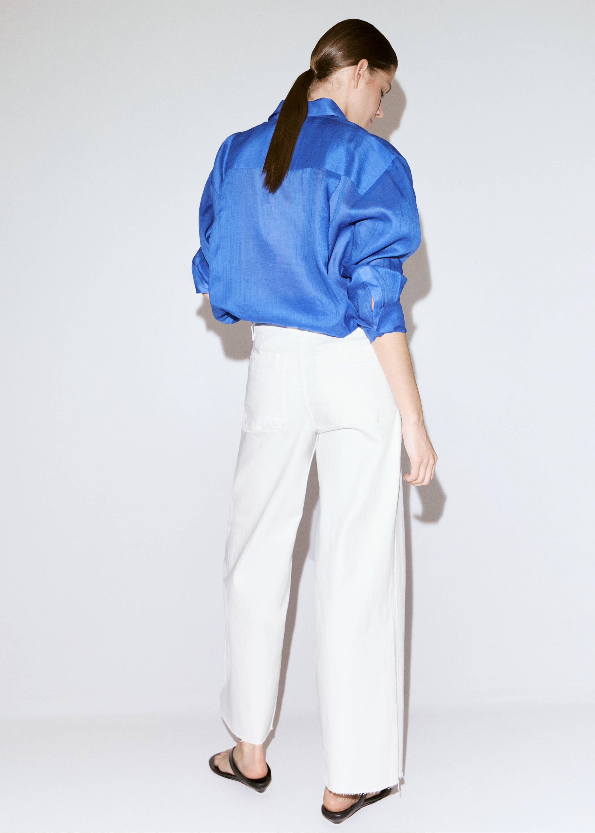 Jean style jupe-culotte Catherin taille haute - Verso de l’article, Blanc. Ref: 37051369-00.