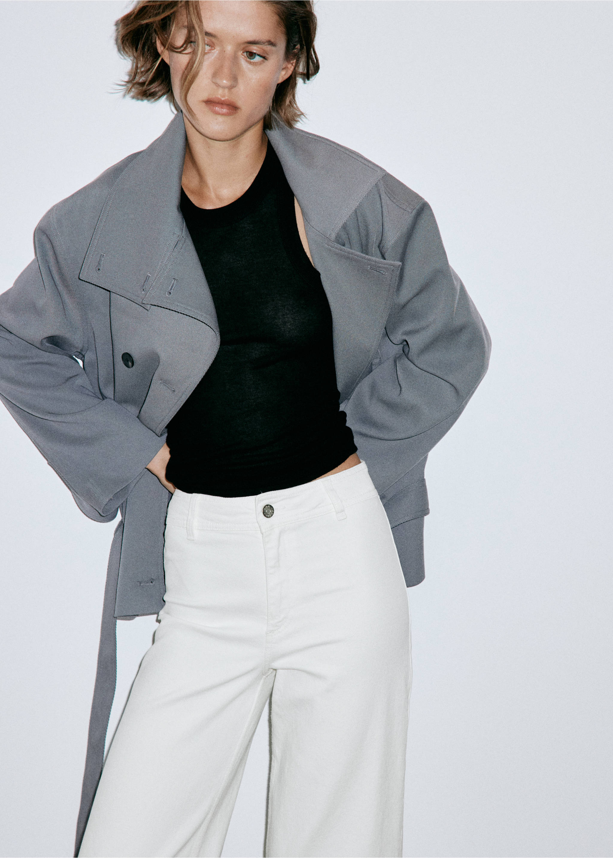 Catherin culotte high-rise jeans - Details of the article 1, White. Ref: 37051369-00.