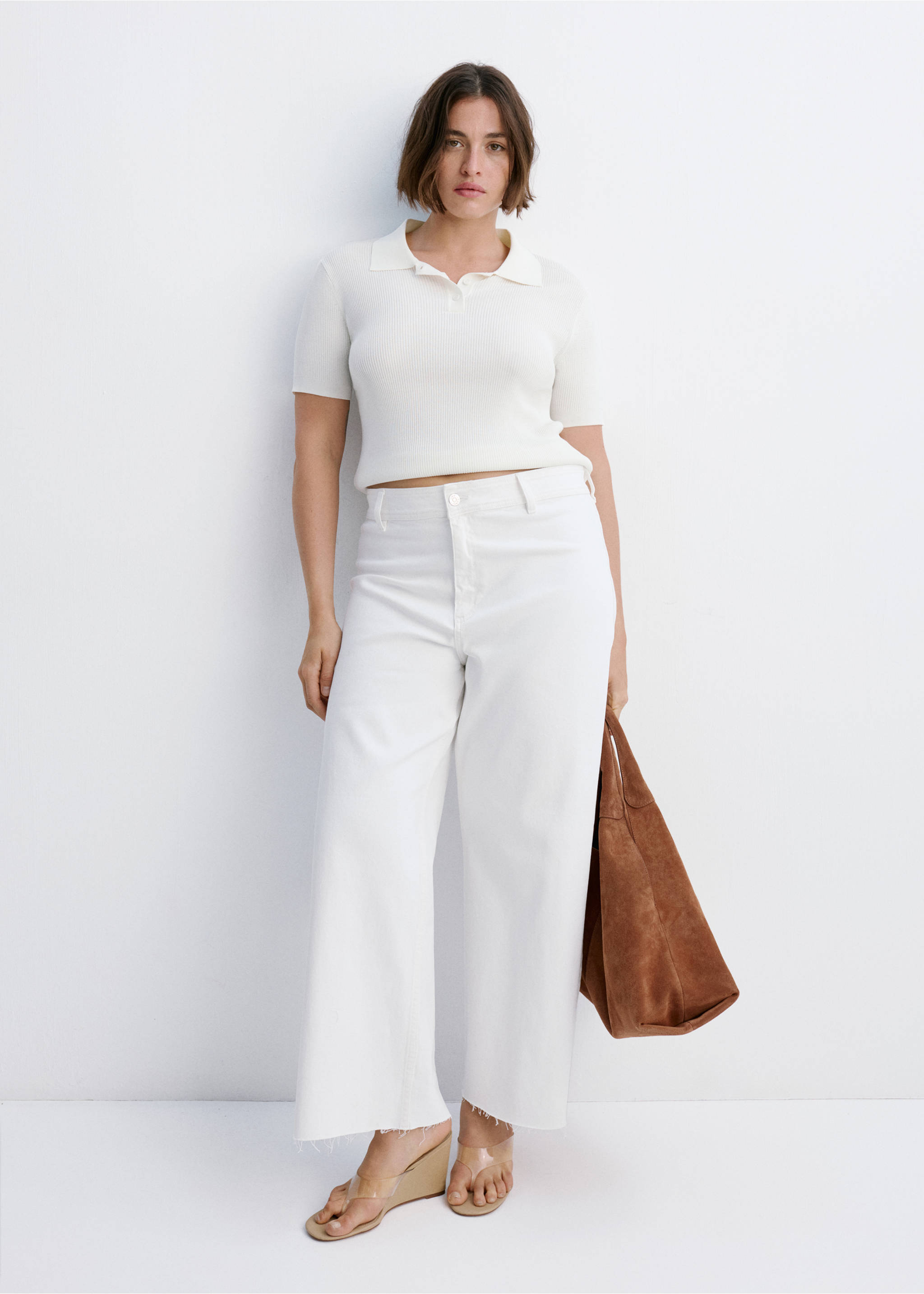Jean style jupe-culotte Catherin taille haute - Détail de l'article 3, Blanc. Ref: 37051369-00.