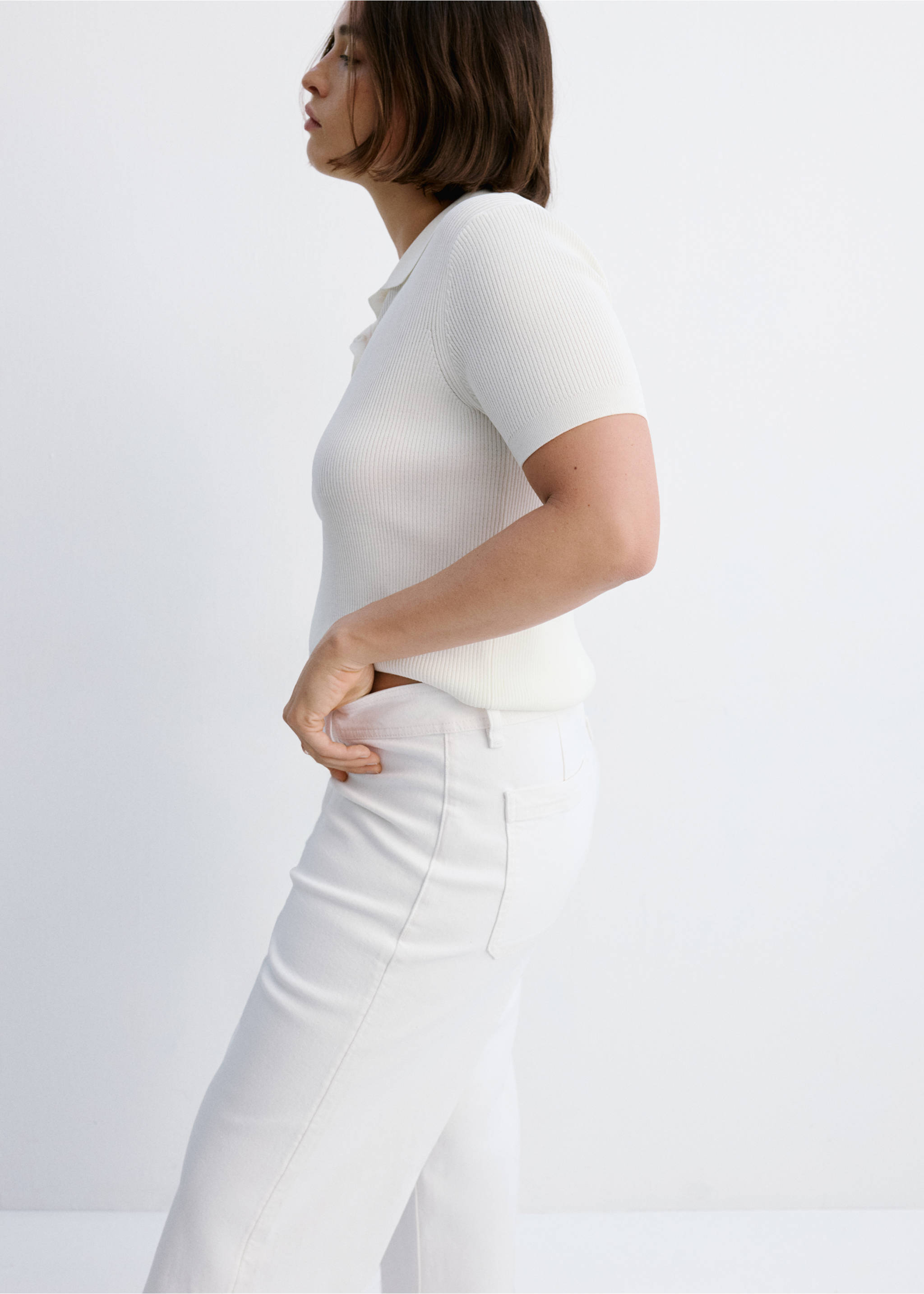 Jean style jupe-culotte Catherin taille haute - Détail de l'article 5, Blanc. Ref: 37051369-00.