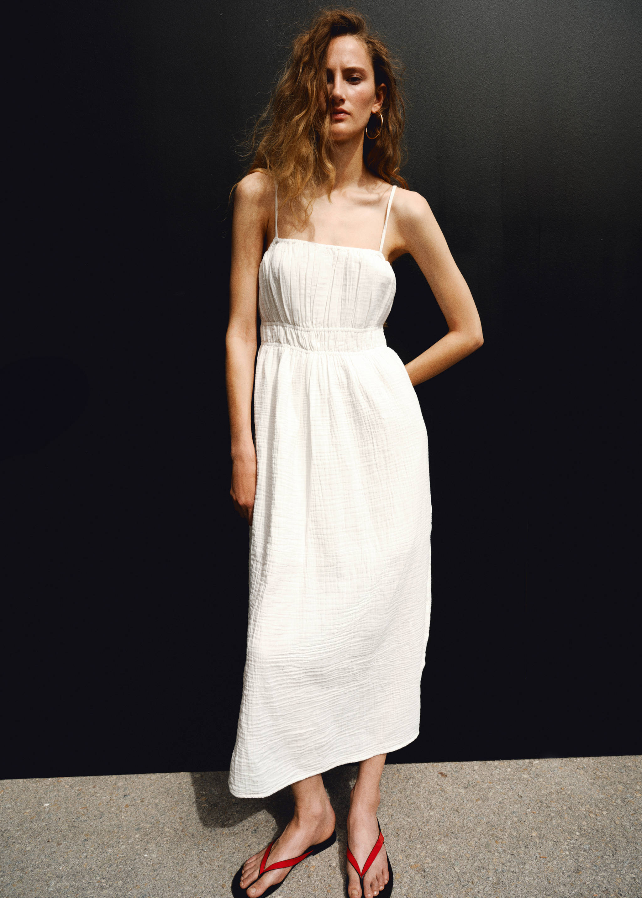 Robe longue 100 % coton à fronces - Plan général