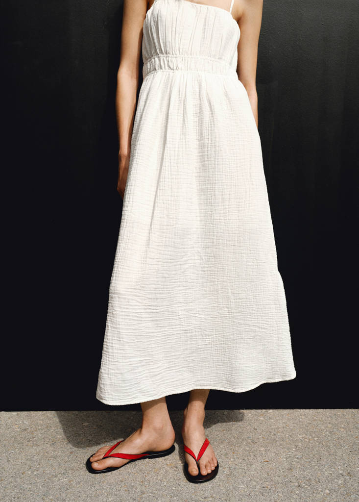 Crinkled shirred dress