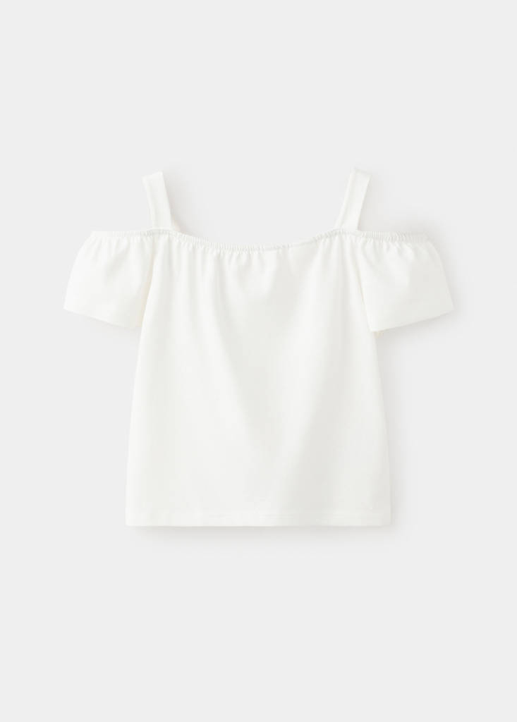 Plain T-shirt with decorative knot — Off White