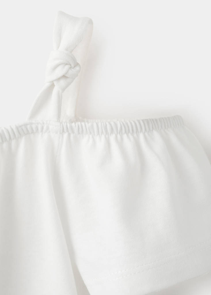 Plain T-shirt with decorative knot — Off White
