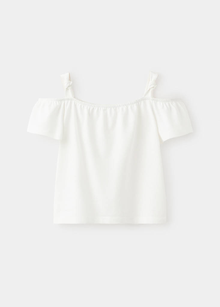 Plain T-shirt with decorative knot — Off White