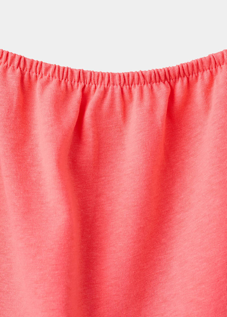 Plain T-shirt with decorative knot — Coral Red