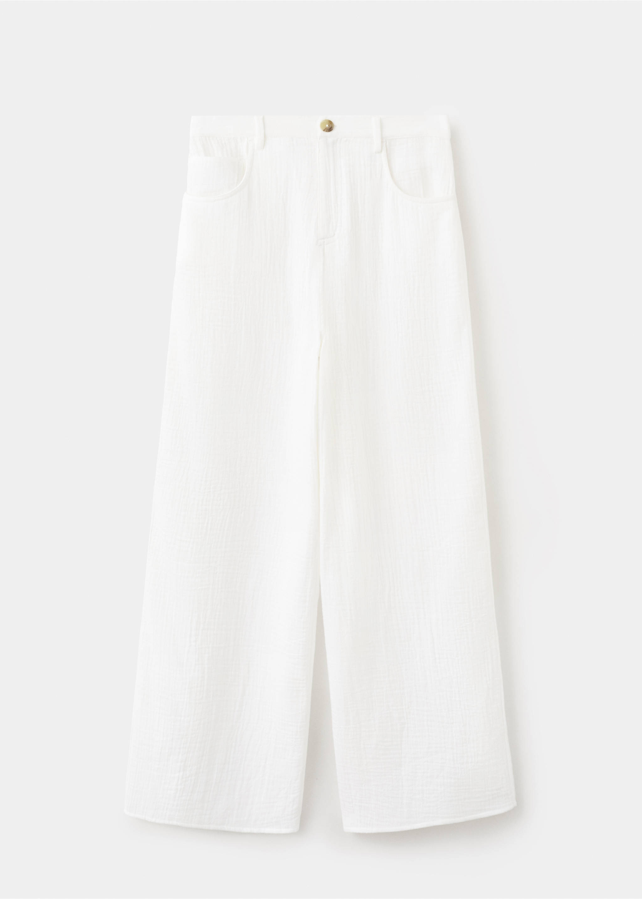 Straight-leg crinkle trousers with a mid-rise - Article without model, White. Ref: 37051376-00.