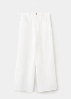 Straight-leg crinkle trousers with a mid-rise — White 5