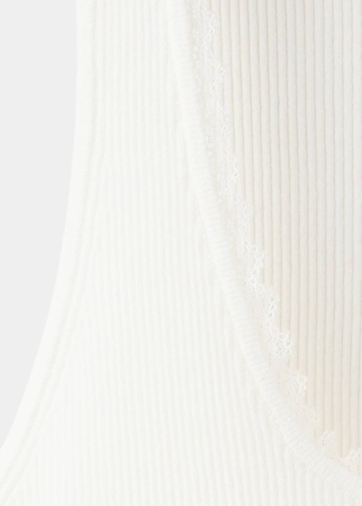 Ribbed top with lace detail — Ecru