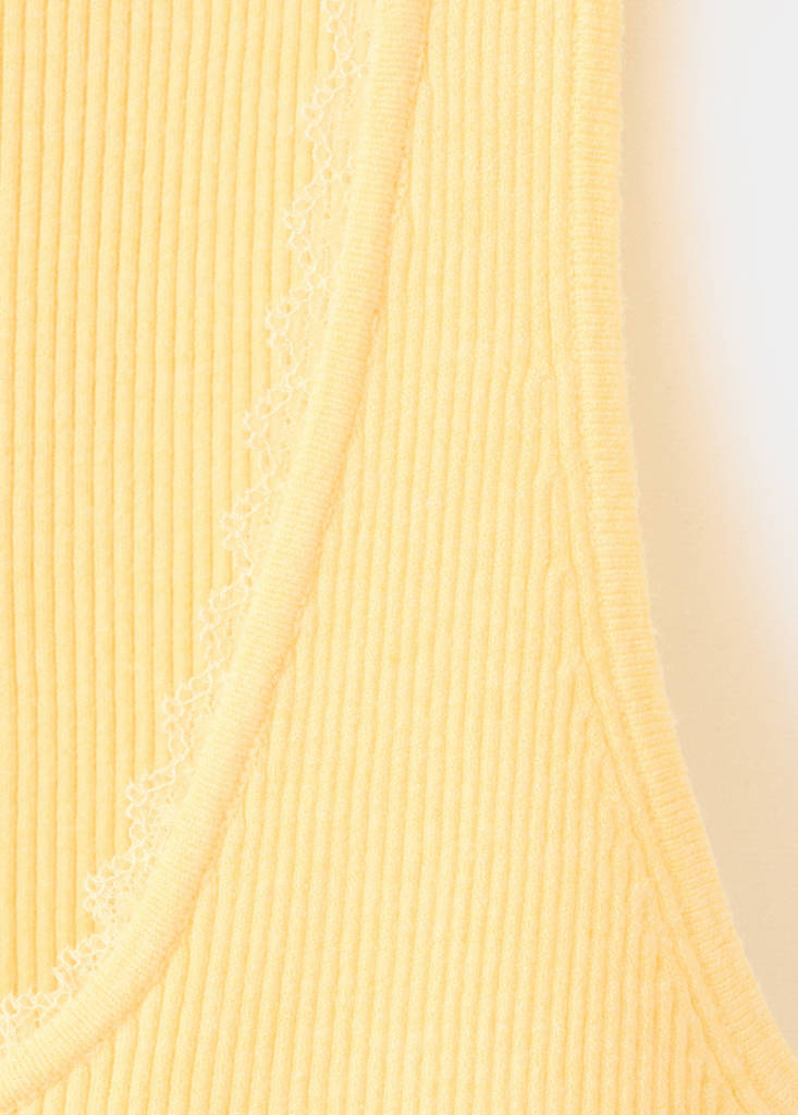 Ribbed top with lace detail — Pastel Yellow