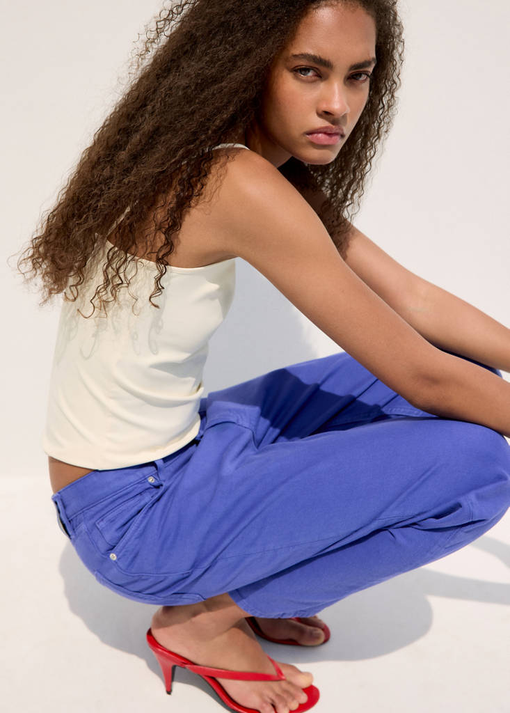Fitted top with thin straps — Ecru