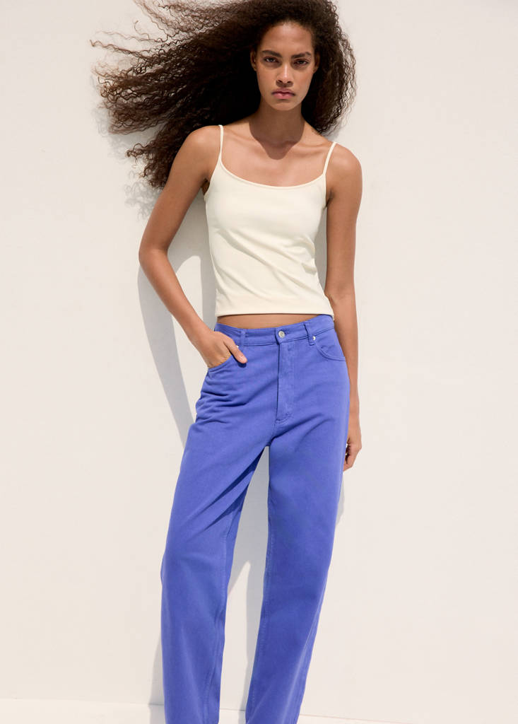 Fitted top with thin straps — Ecru