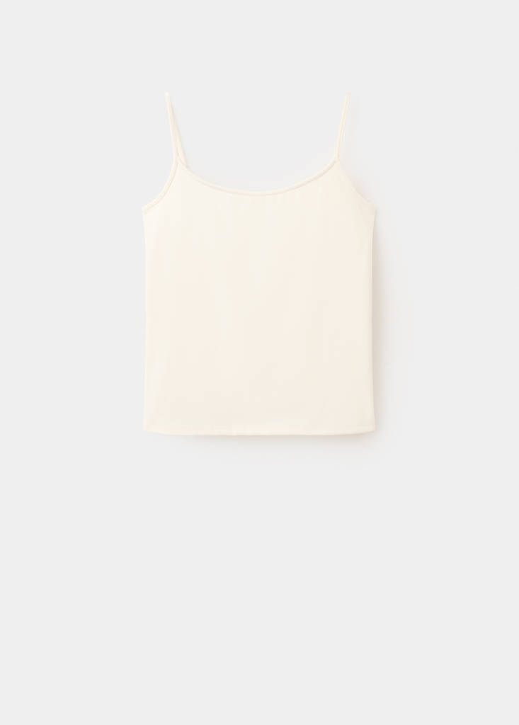 Fitted top with thin straps — Ecru