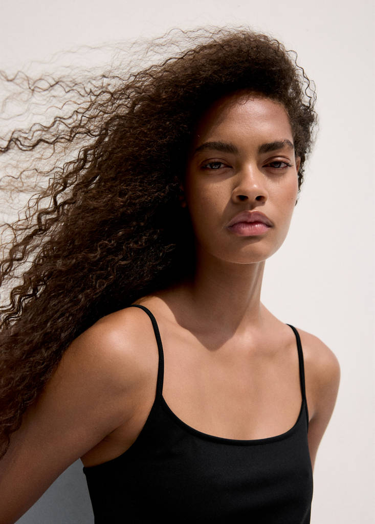 Fitted top with thin straps — Black