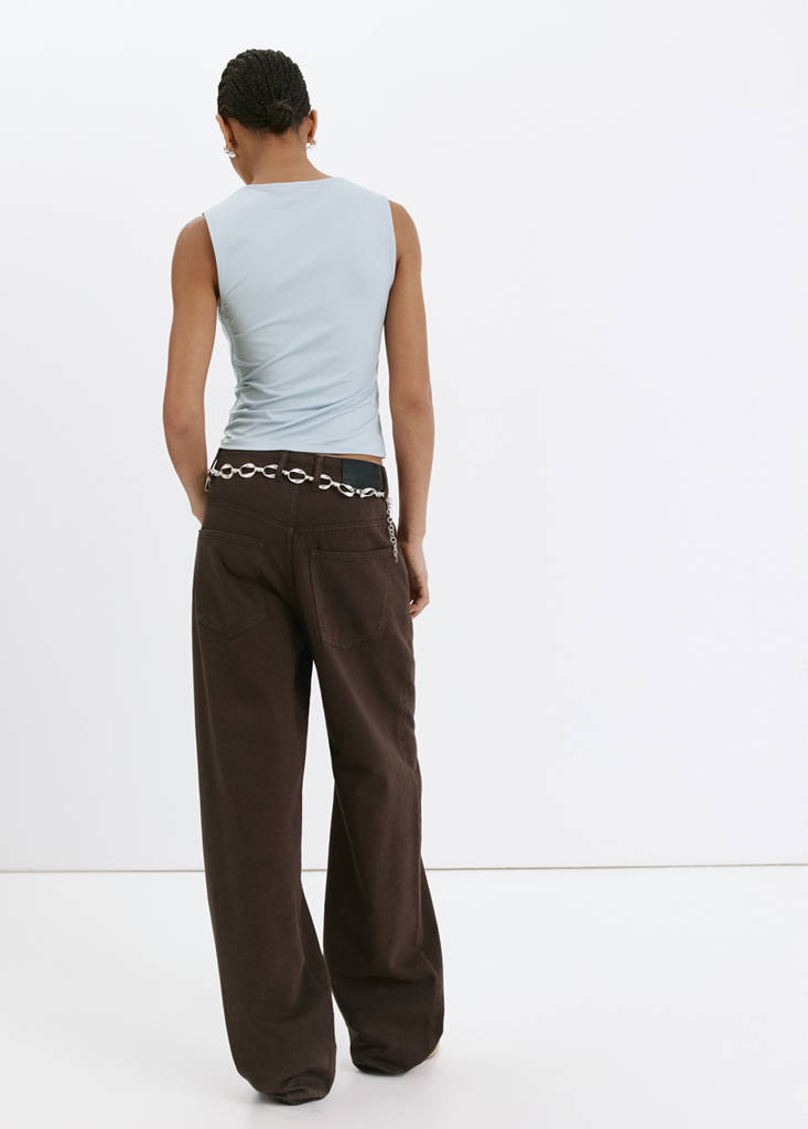 Fitted V-neck top — Sky Blue