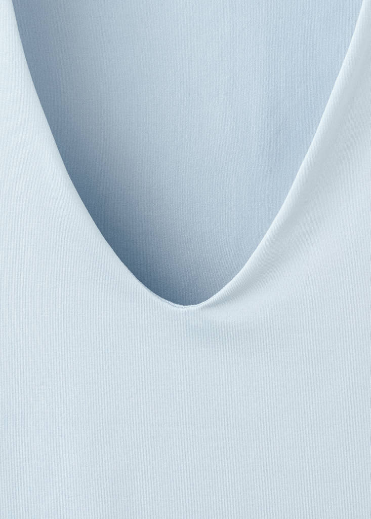 Fitted V-neck top — Sky Blue
