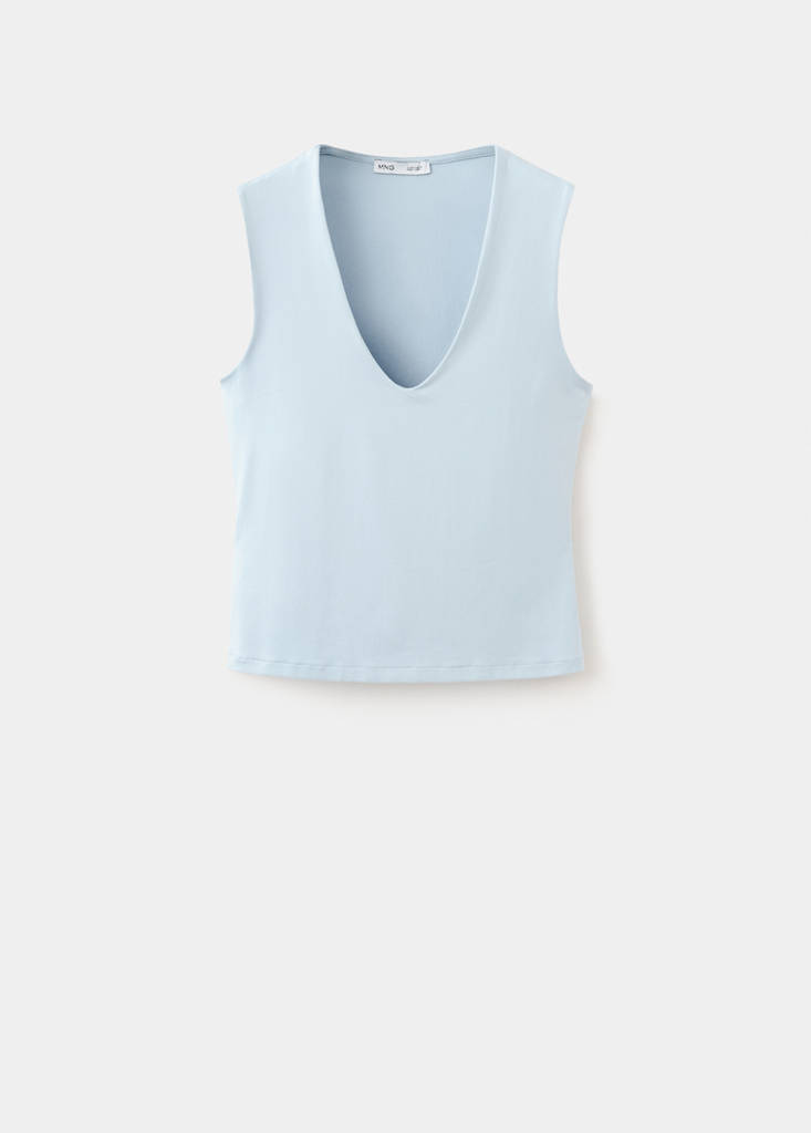 Fitted V-neck top — Sky Blue