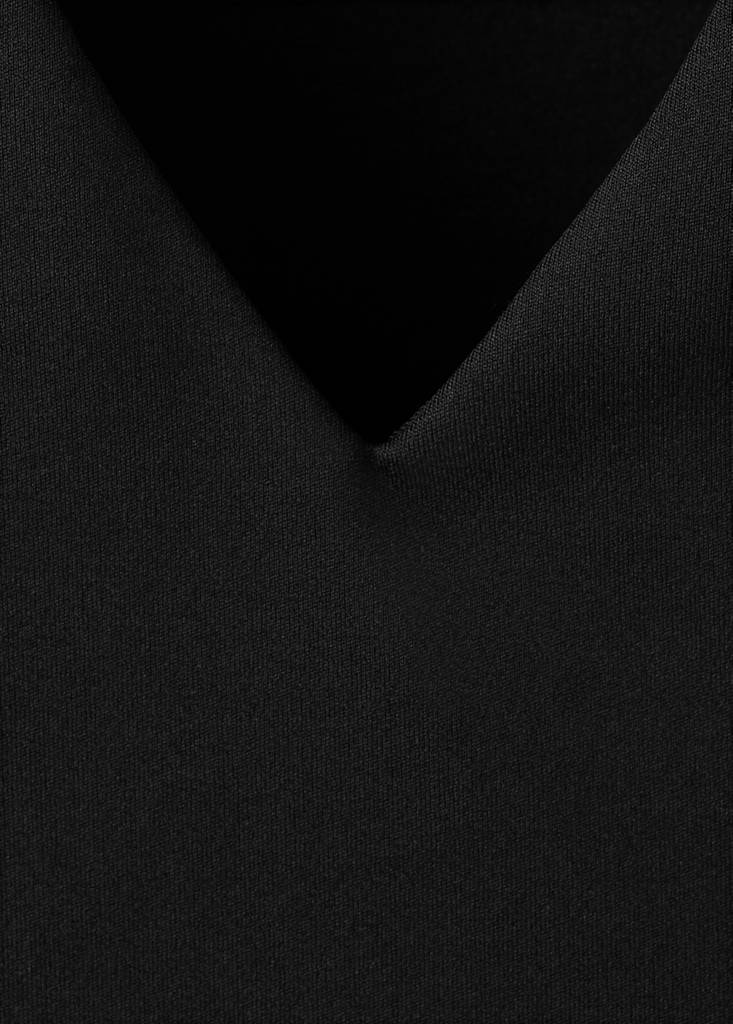 Fitted V-neck top — Black