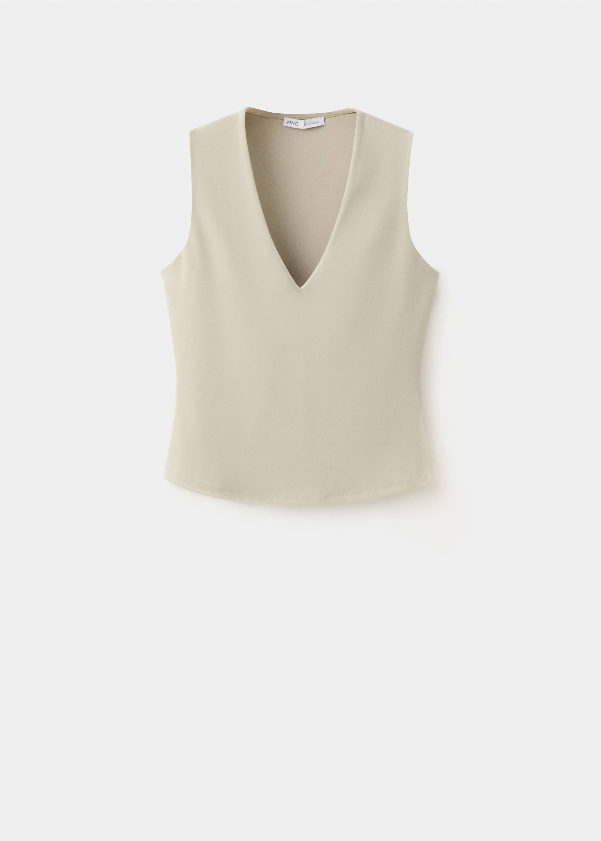 Fitted V-neck top - Article without model, Light/Pastel Brown. Ref: 37051379-00.