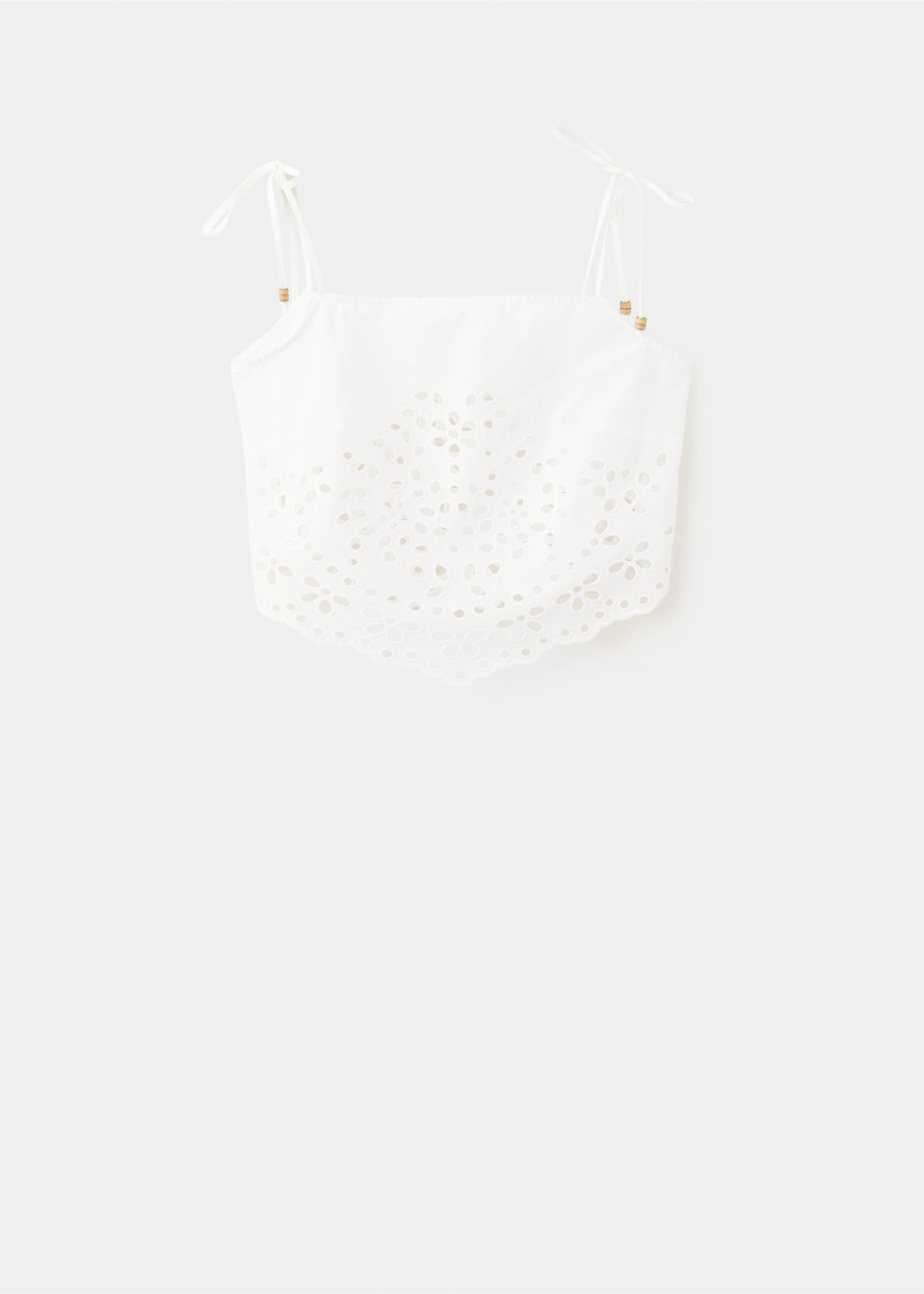 Embroidered open-work top - Article without model, Off White. Ref: 37051380-00.
