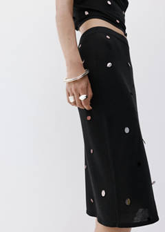 Midi sequin knit skirt — Black 1