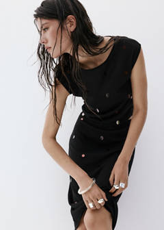 Midi sequin knit skirt — Black 4