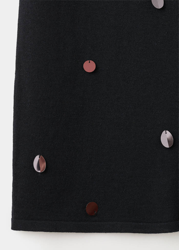 Midi sequin knit skirt — Black