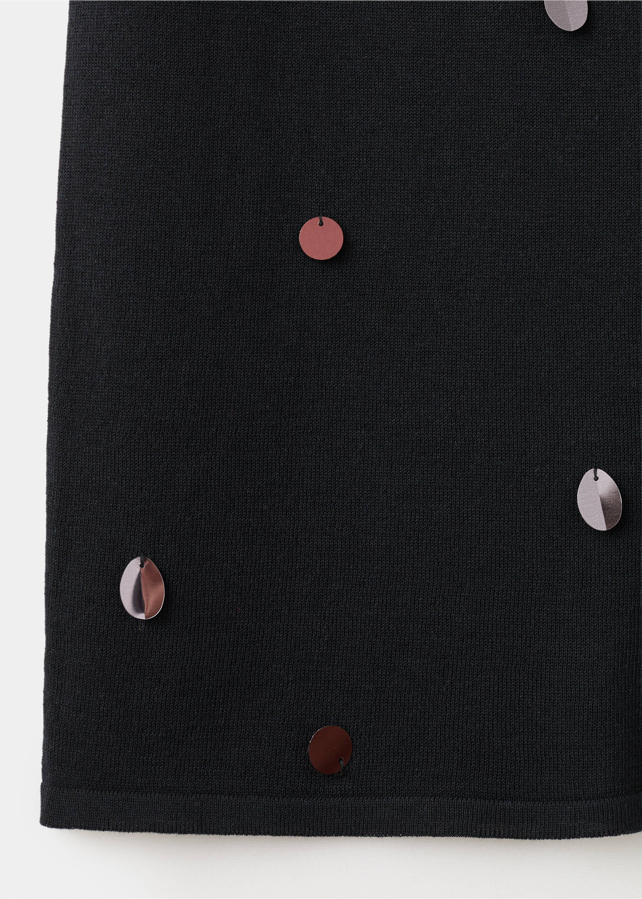 Fine knit sequin skirt - Details of the article 0, Black. Ref: 37051381-00.